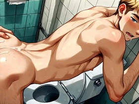 Yaoi - 金发嫩仔厕所性爱图集 - 动漫 漫画 亚洲 日本 游戏 男同色情 gay porn unequalled hot